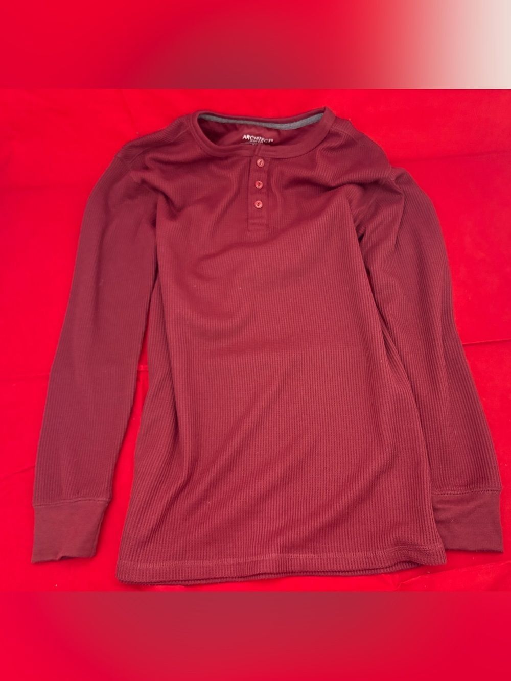 Architect Burgundy Ribbed Long-Sleeve Henley